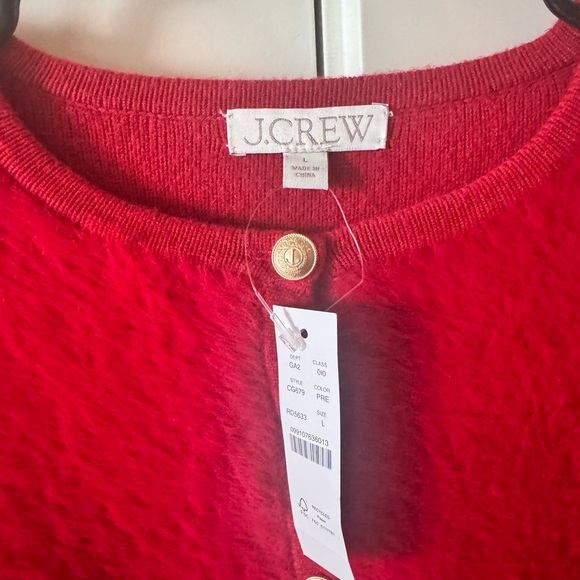 J. Crew Vibrant Red Cardigan with Gold Accents - Picture 3 of 4